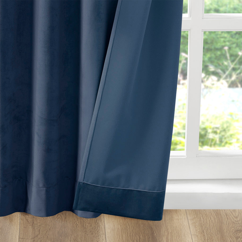 Room Darkening Poly Velvet Rod Pocket/Back Tab Curtain Panel Pair