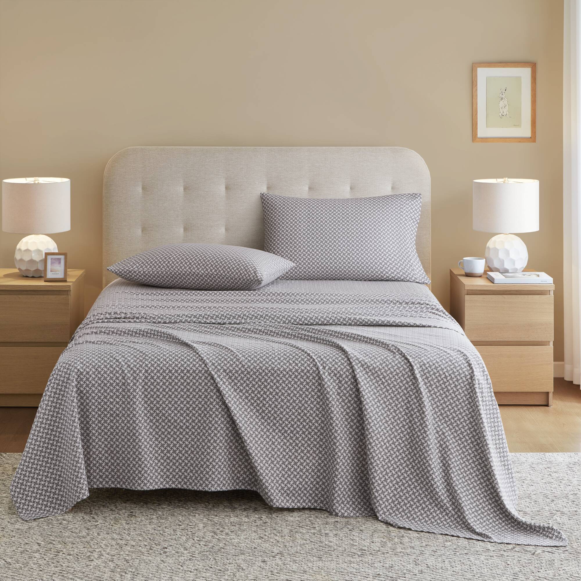 Cozy Cotton Flannel - King Printed Sheet Set - Snowflake