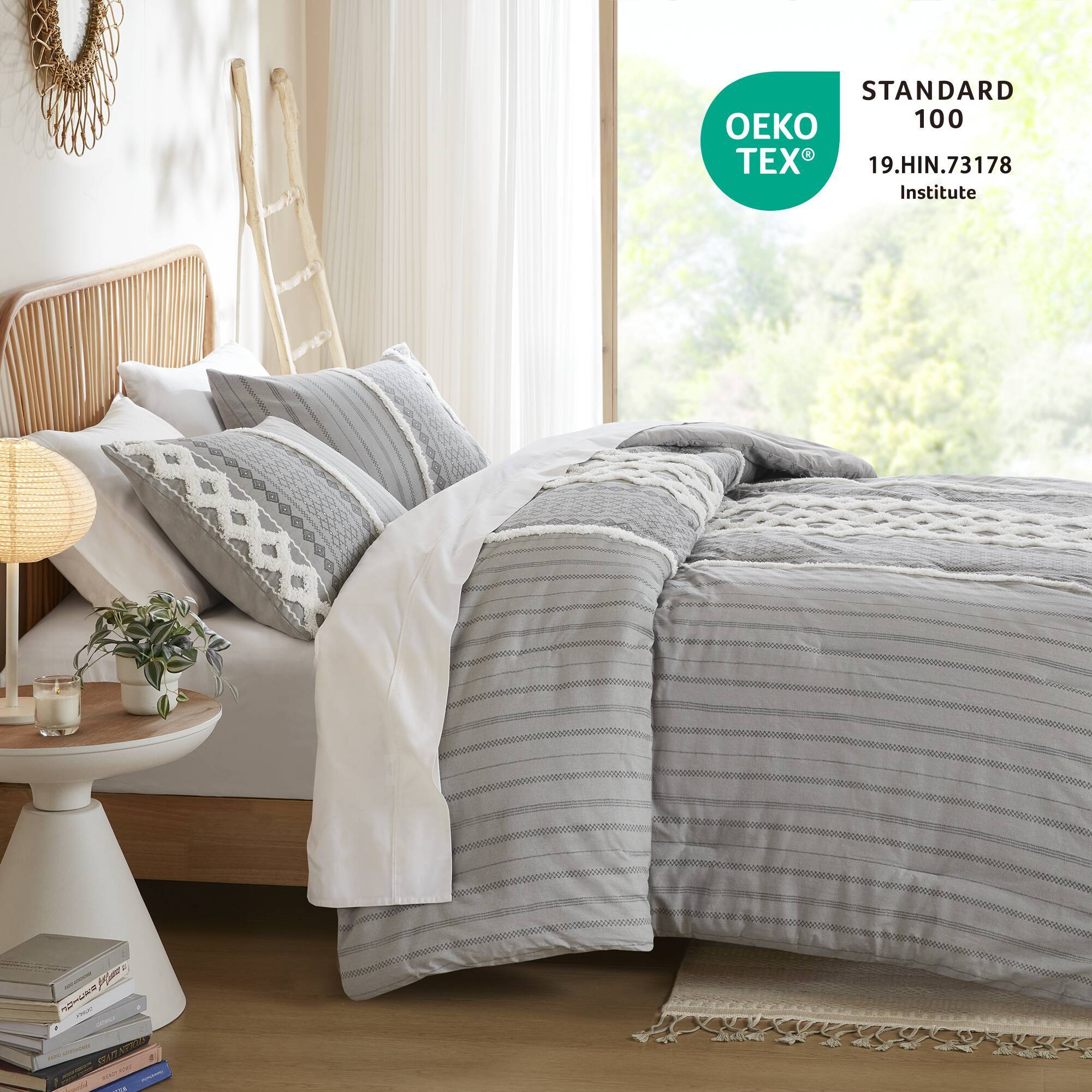 Imani - Printed Comforter Set With - Gray