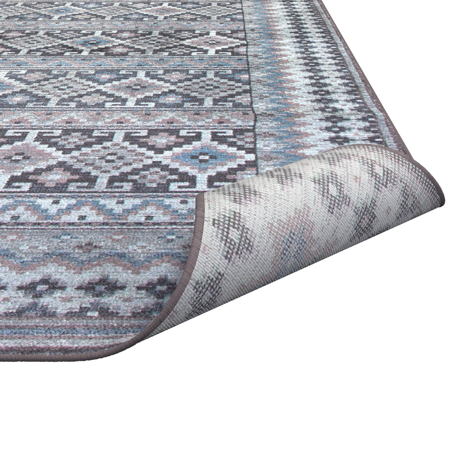 Fallon Blue/Charcoal/Ivory/Pink Area Rug 5x8