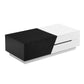 Modern Extendable Sliding Top Coffee Table with Storage in White&Black