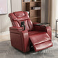 270 Degree Swivel PU Leather Power Recliner Individual Seat Home Theater Recliner with  Comforable Backrest, Tray Table,  Phone Holder, Cup Holder,  USB Port, Hidden Arm Storage for Living Room, Red