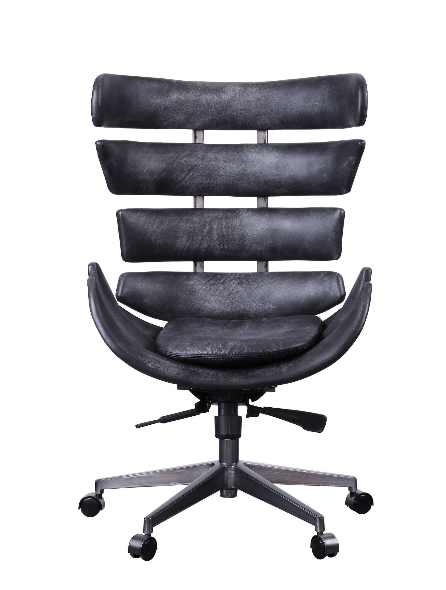 ACME Megan Office Chair in Vintage Black Top Grain Leather & Aluminum 92552