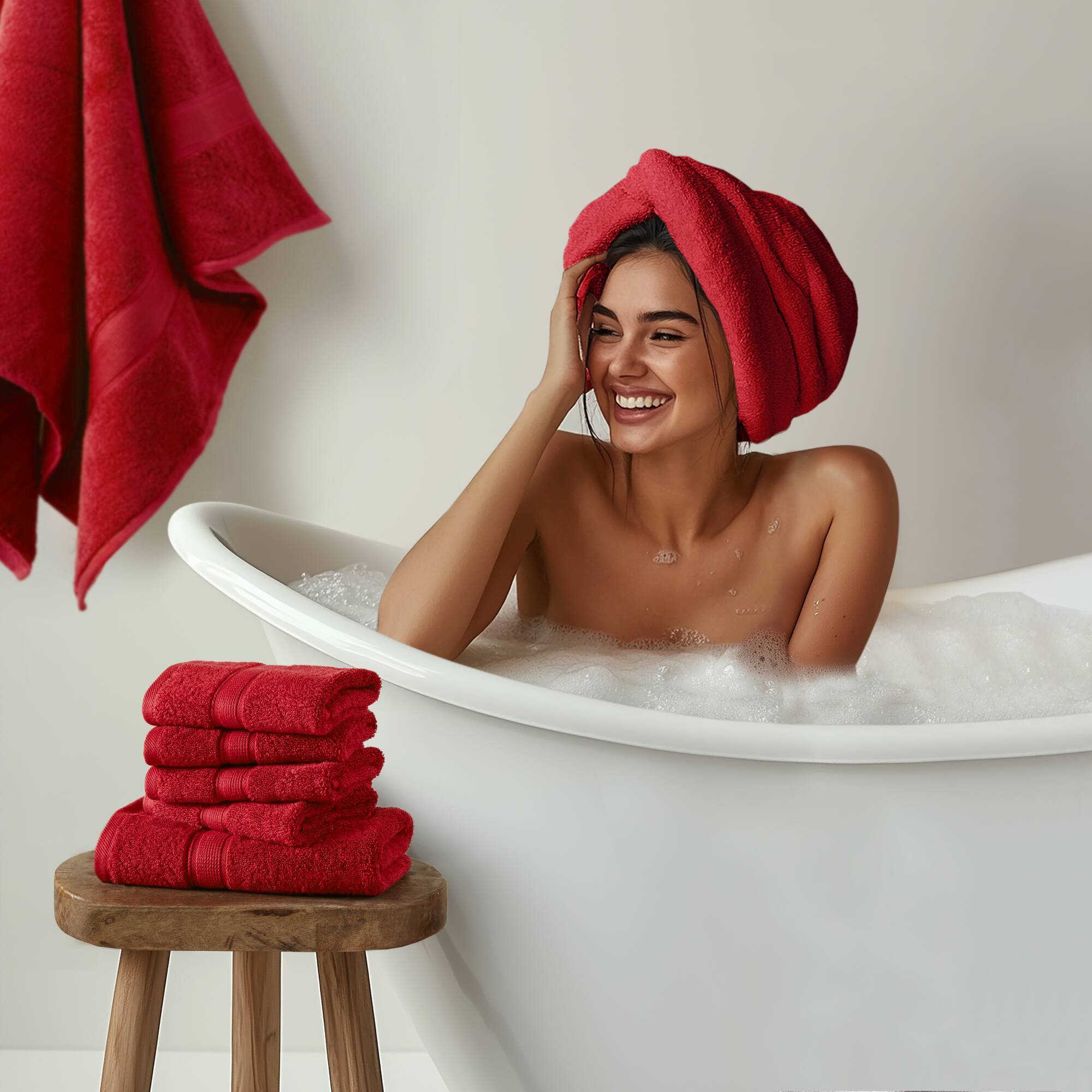 800GSM - Ultra-Soft Absorbent Towel Set - Bright Red