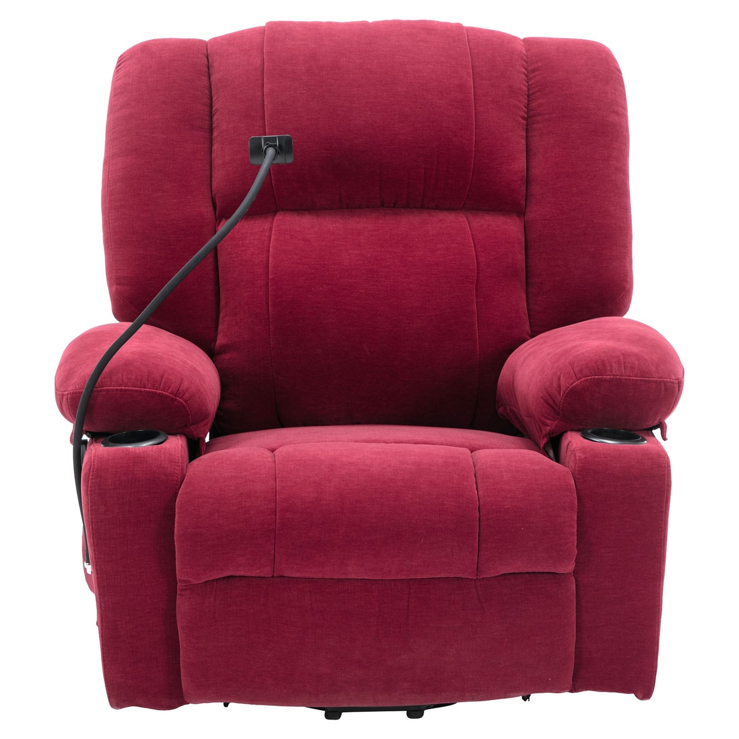 Power Lift Recliner Chair Electric Recliner for Elderly Recliner Chair with Massage and Heating Functions, Remote, Phone Holder Side Pockets and Cup Holders for Living Room, Red