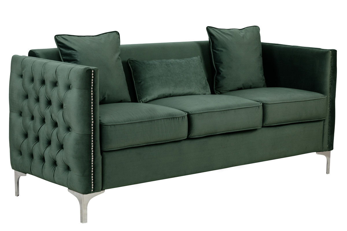 Bayberry - Velvet Sofa Loveseat Living Room Set - Green