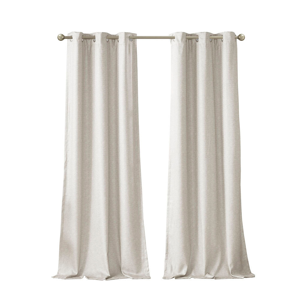 Tonal Printed Faux Silk Total Blackout Curtain Panel Pair