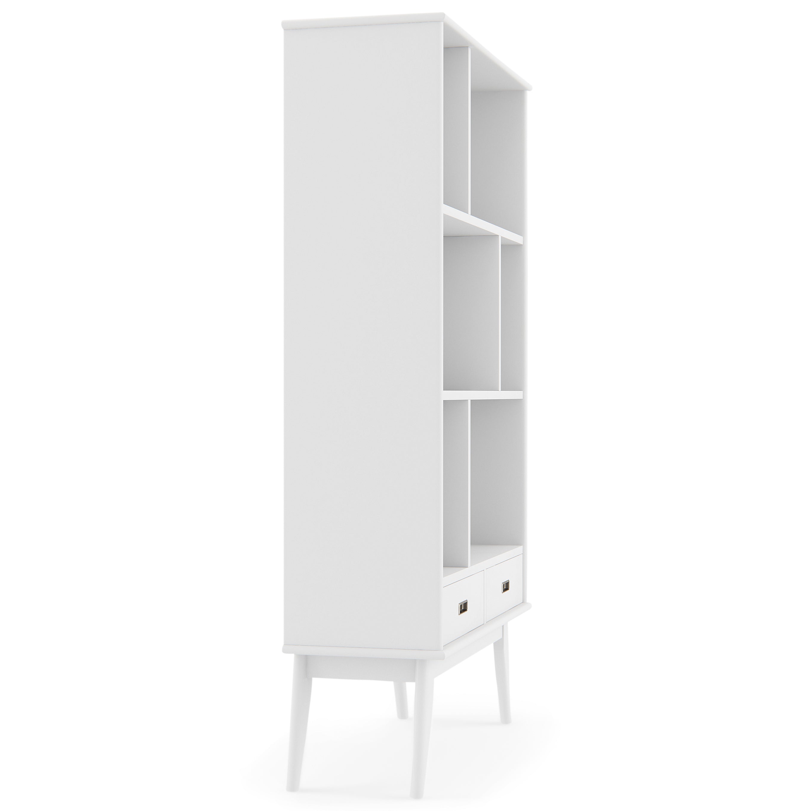 Draper - Mid Century Wide Bookcase and Storage Unit - White