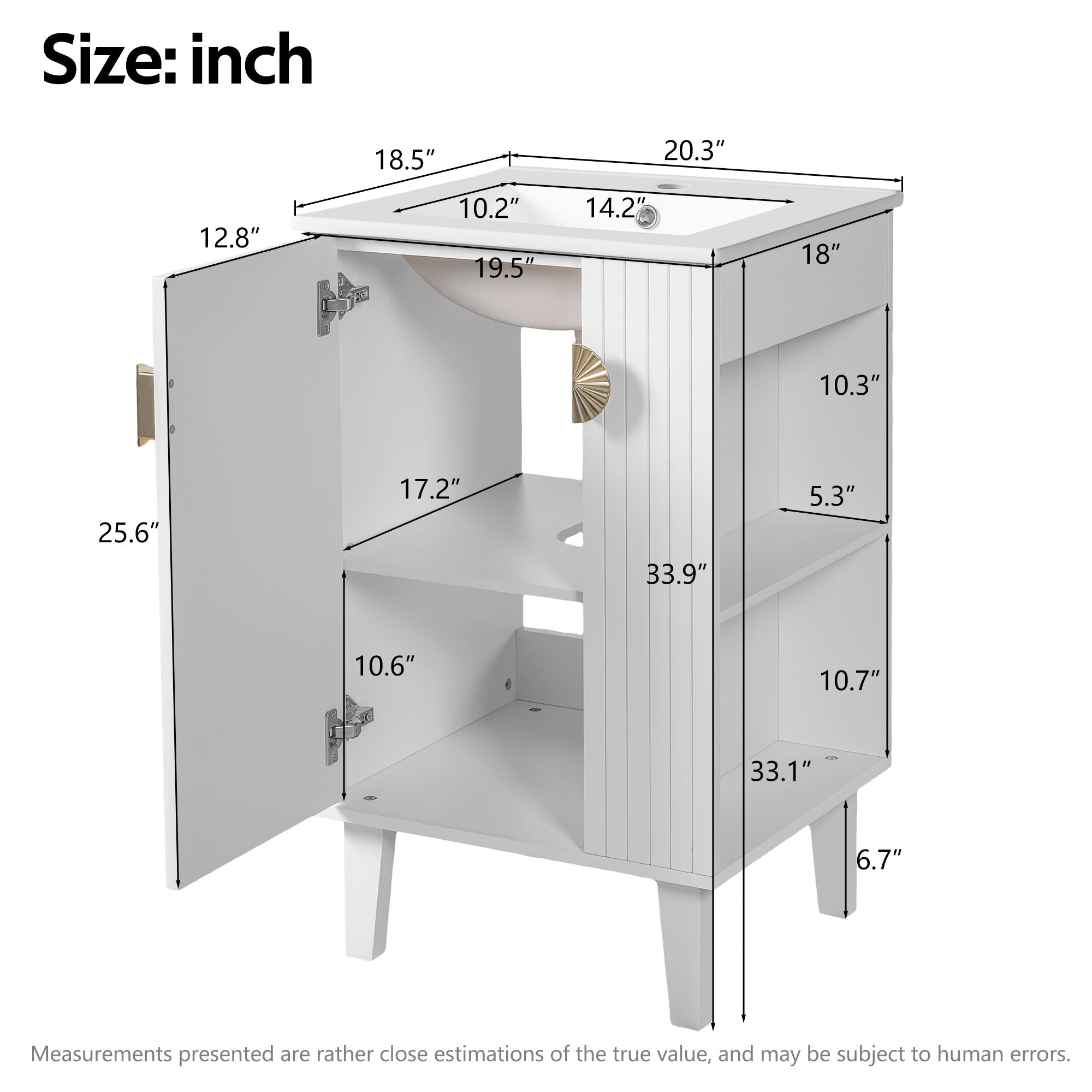 Bathroom Vanity With Sink, Soft-Close Door, Half-Moon Pulls