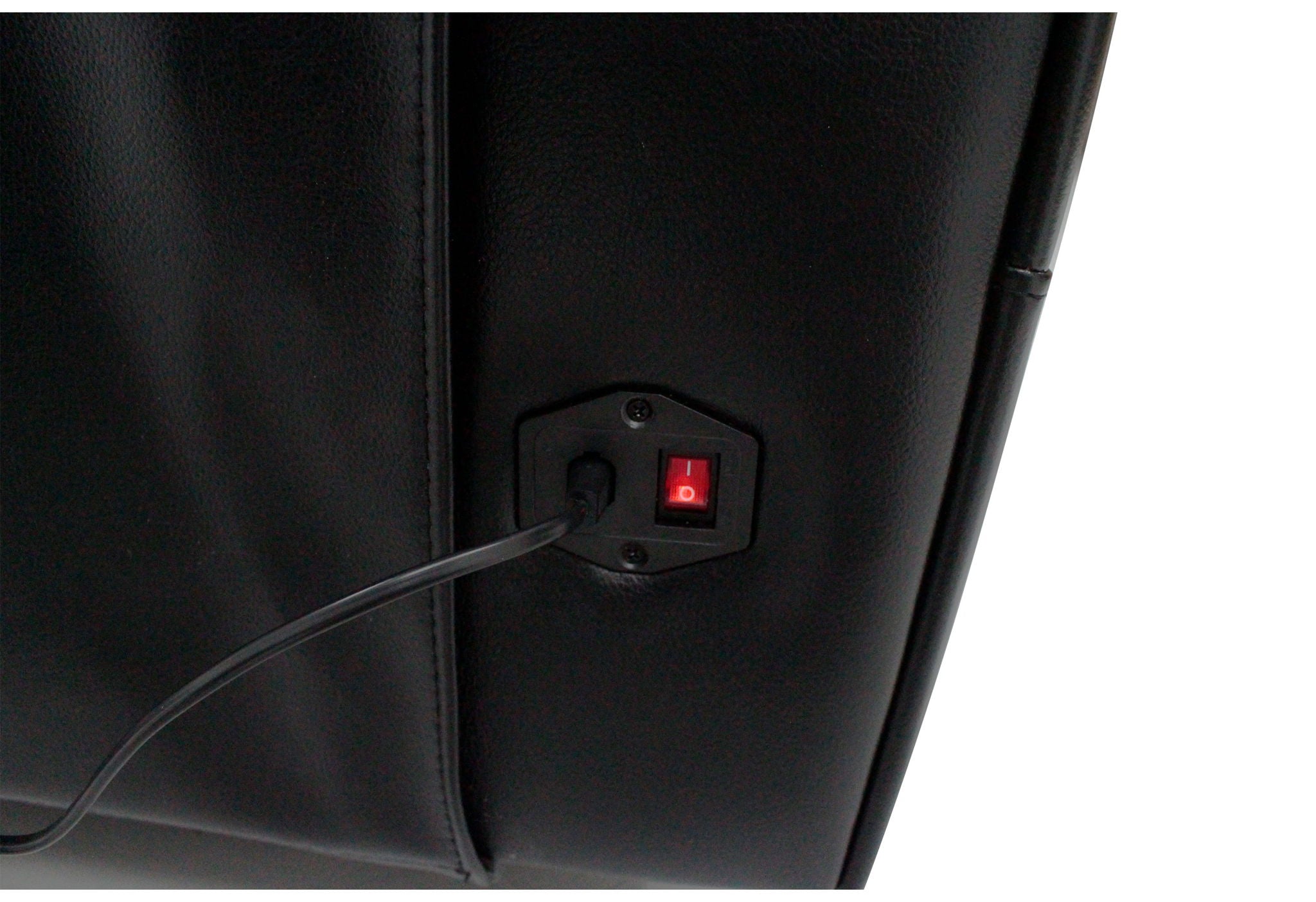 Um02 - Sectional PU RAF Power Console Reclining Loveseat With LED - Black