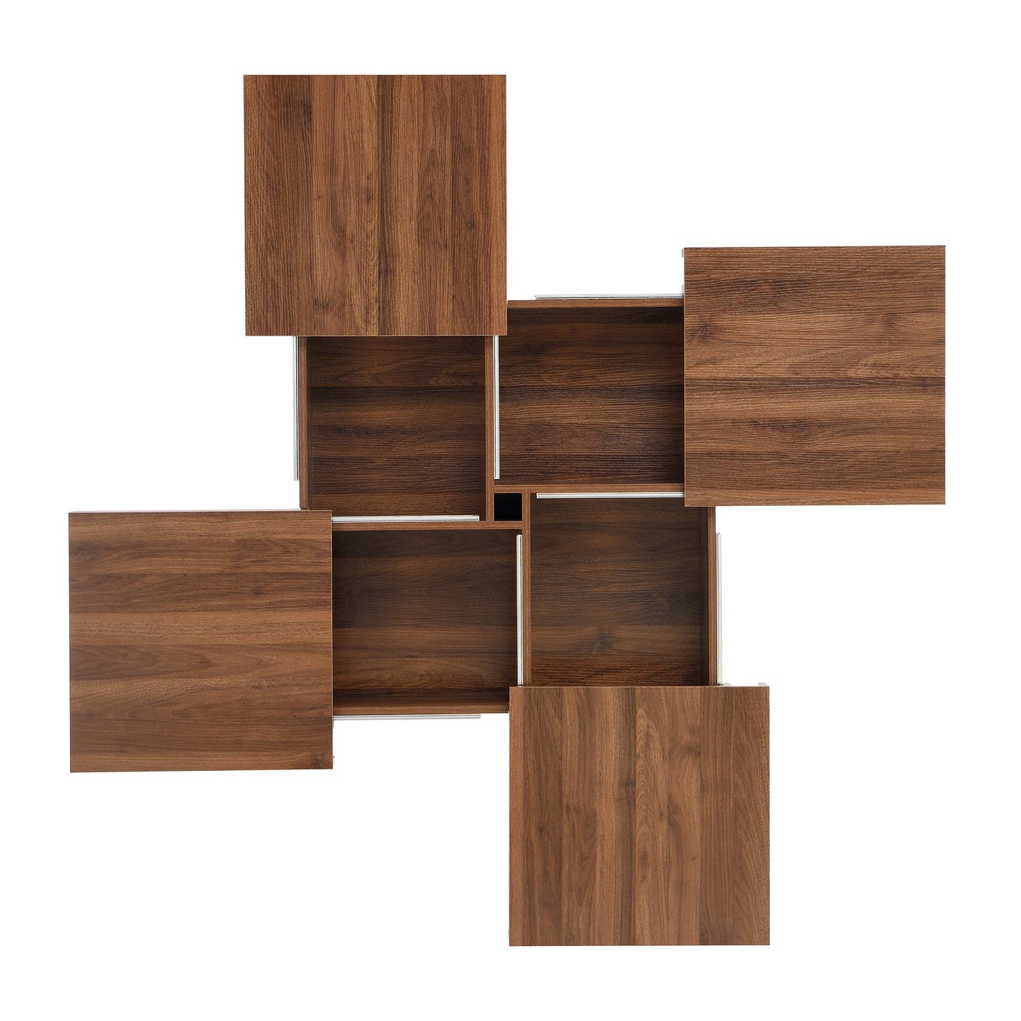 Square Marble Veneer Coffee Table Sliding Top with Storage in Walnut 39.4''