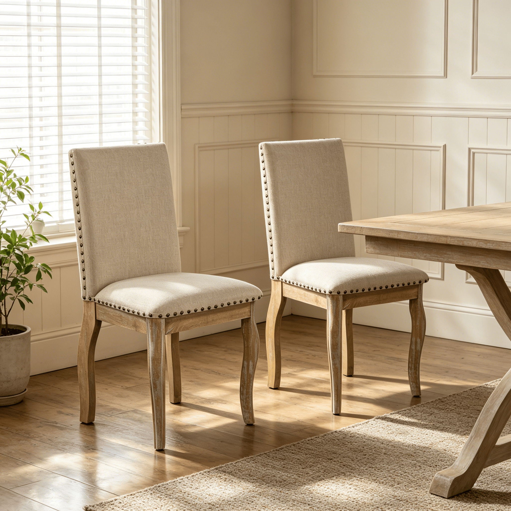 Upholstered Dining Chairs With Nailhead (Set of 2)