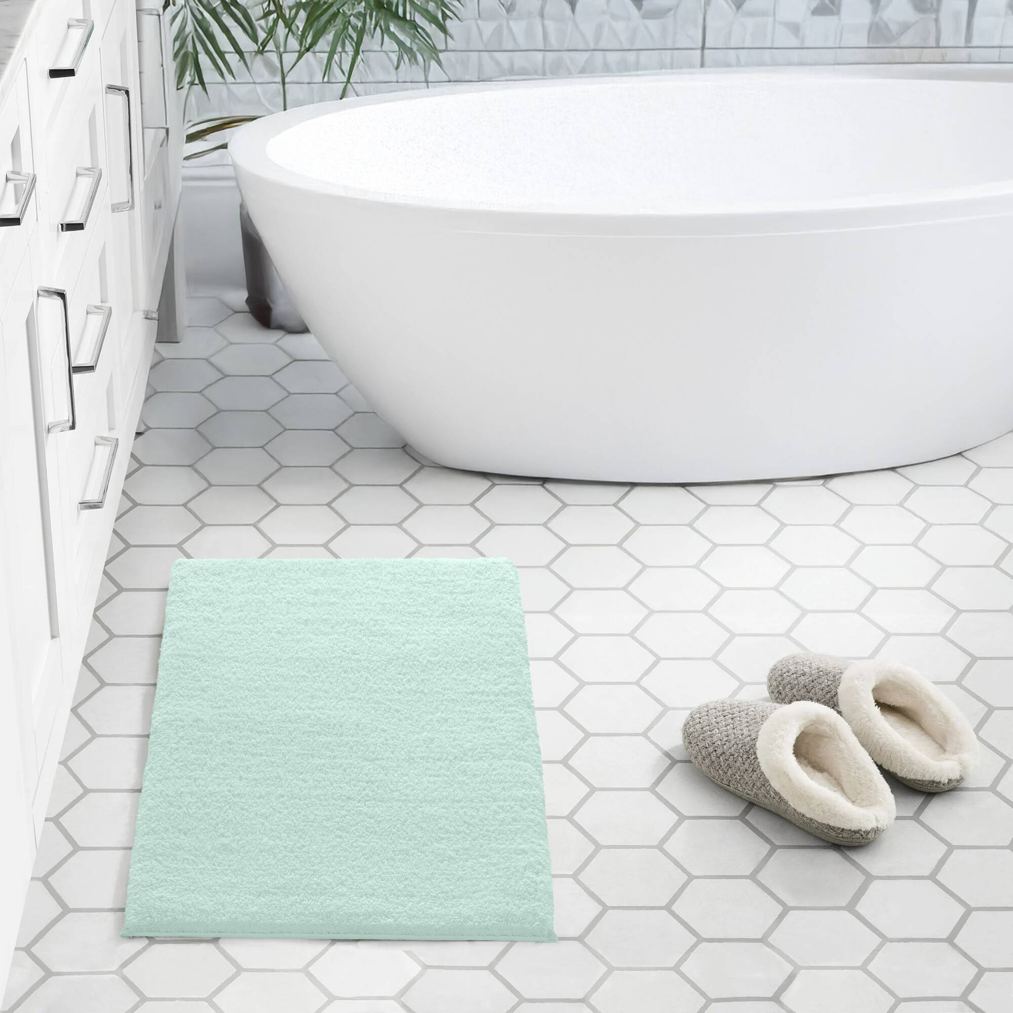 Marshmallow - 24" x 72" Bath Rug - Seafoam