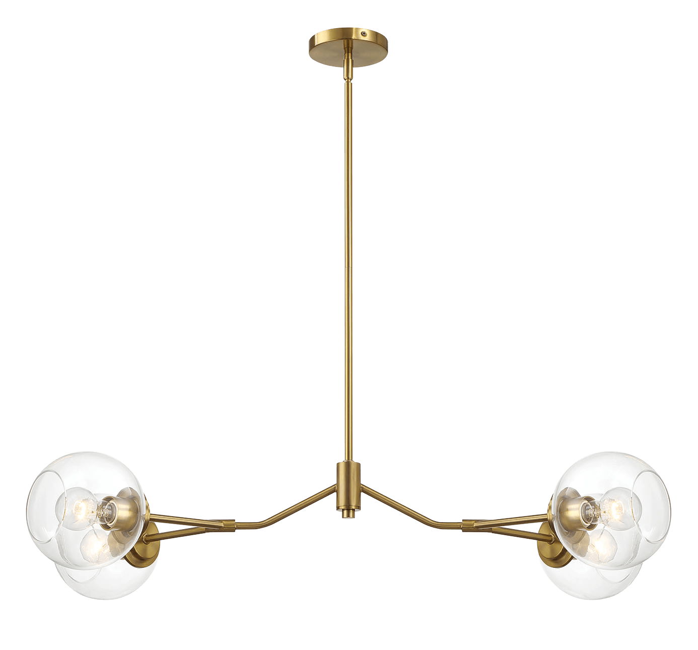 Jewel - 4 Lights Modern Farmhouse Chandelier Ceiling Hanging Light Fixture - Clear / Gold