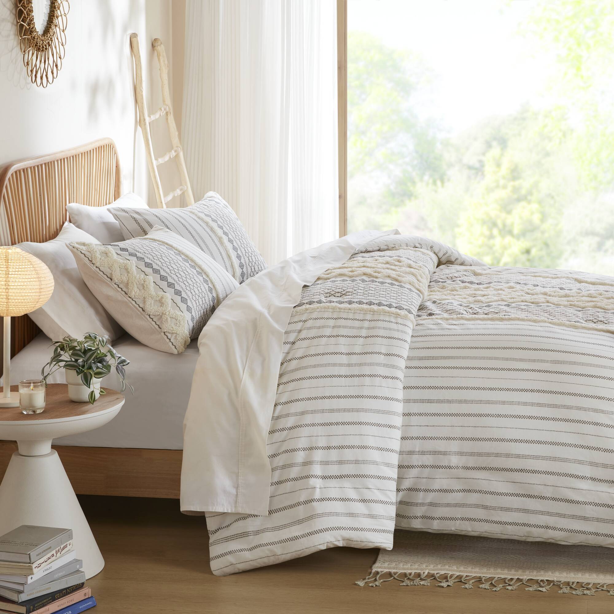 Imani - King Printed Duvet Cover Set With - Ivory