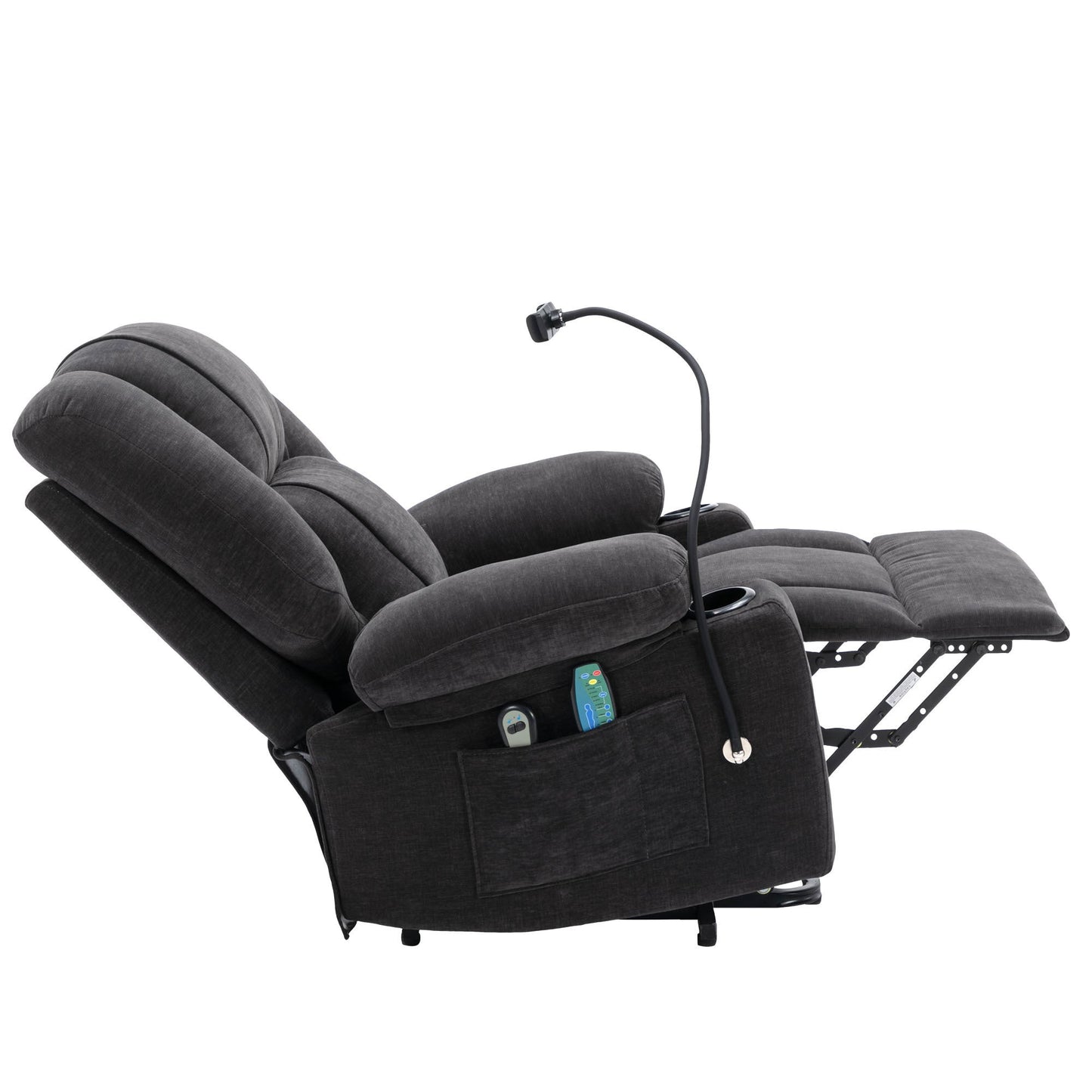 Power Lift Recliner Chair Electric Recliner for Elderly Recliner Chair with Massage and Heating Functions, Remote, Phone Holder Side Pockets and Cup Holders for Living Room, Black