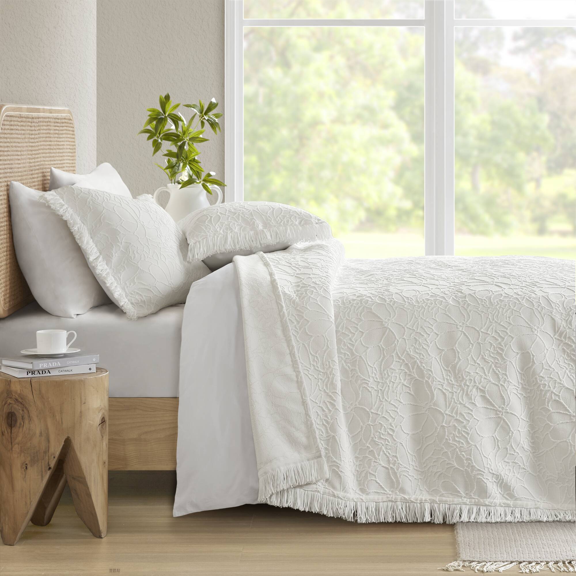 Willow - 3 Piece King Bedspread Set - White