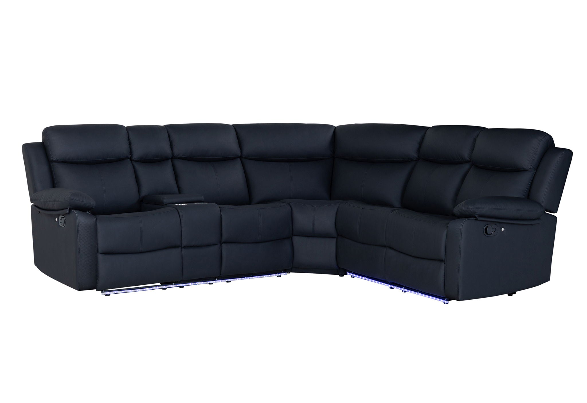 U6026 - Left Facing Reclining Loveseat With 1 Recliner, LED And Speaker - Black