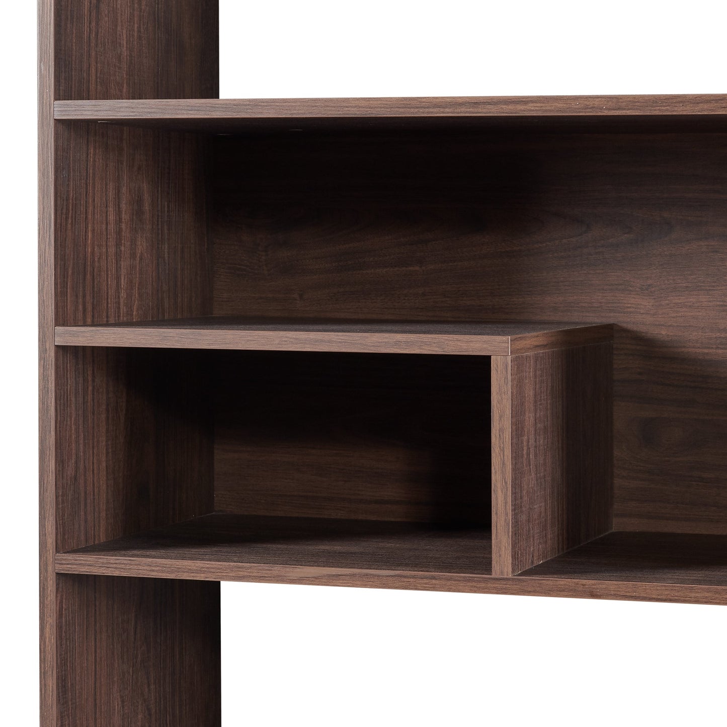 75.9"Modern Open Bookshelf Suite with Doors, Bookcase Suite with Storage drawers and LED Strip Lights,Free Standing Display Rack,Wooden Tall Bookshelf Suite for Living Room and Office, Walnut