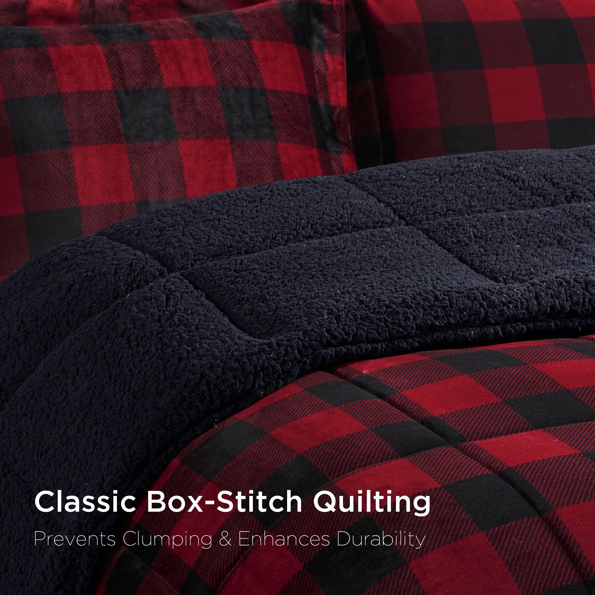 Alton - Full Down Alternative Comforter Set - Red / Black Buffalo Check