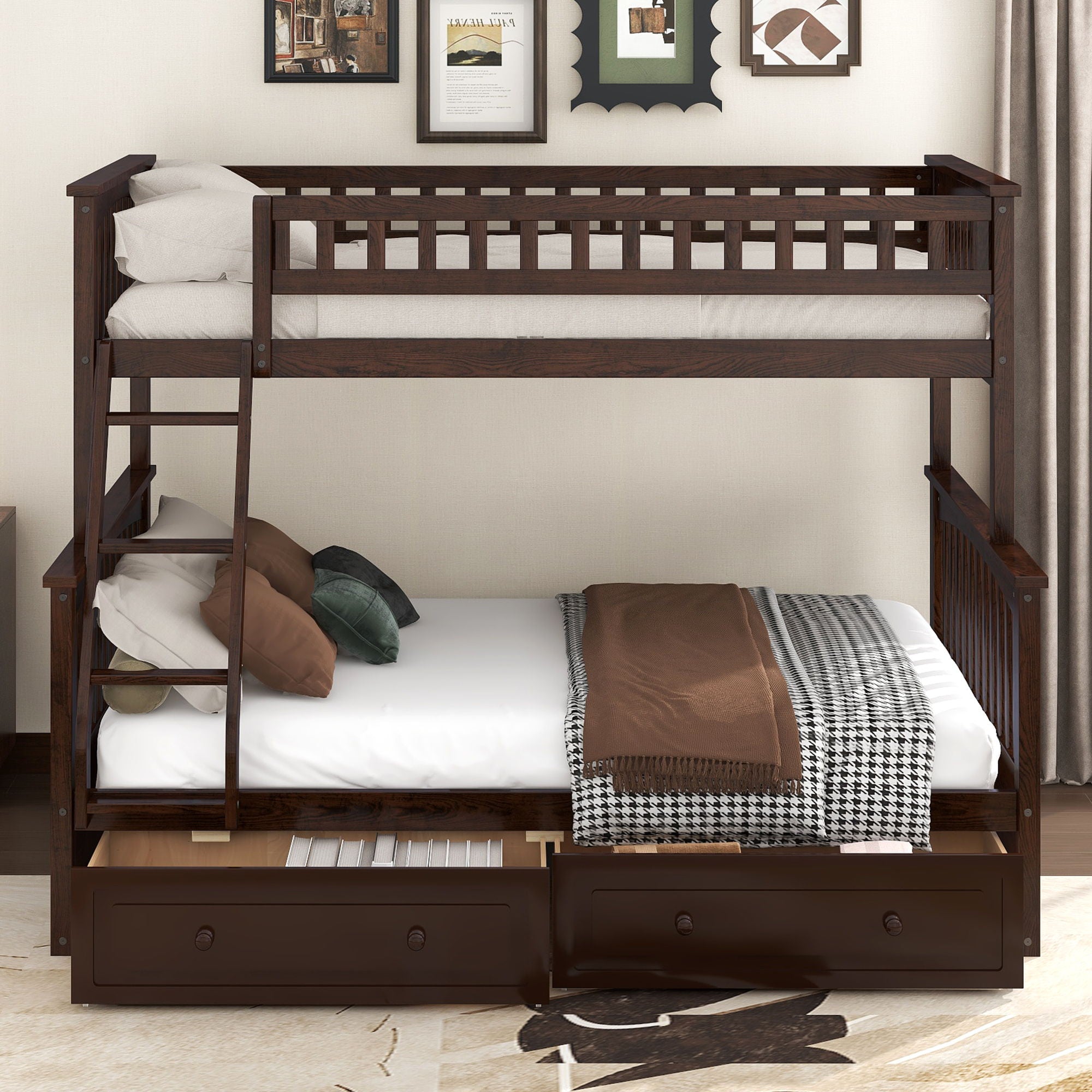 Bunk Bed With Drawers, Convertible Storage Bed