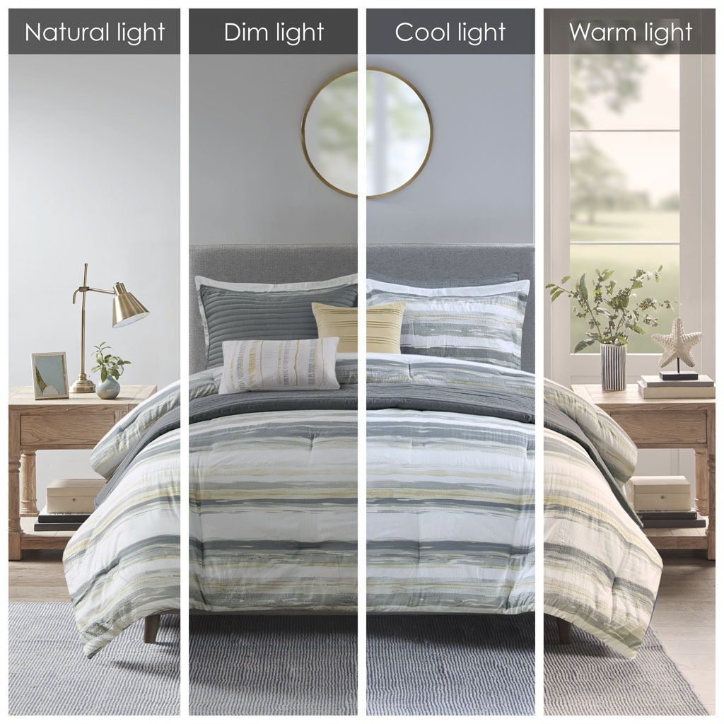 Marina - King 8 Piece Printed Comforter And Coverlet Set Collection - Sand