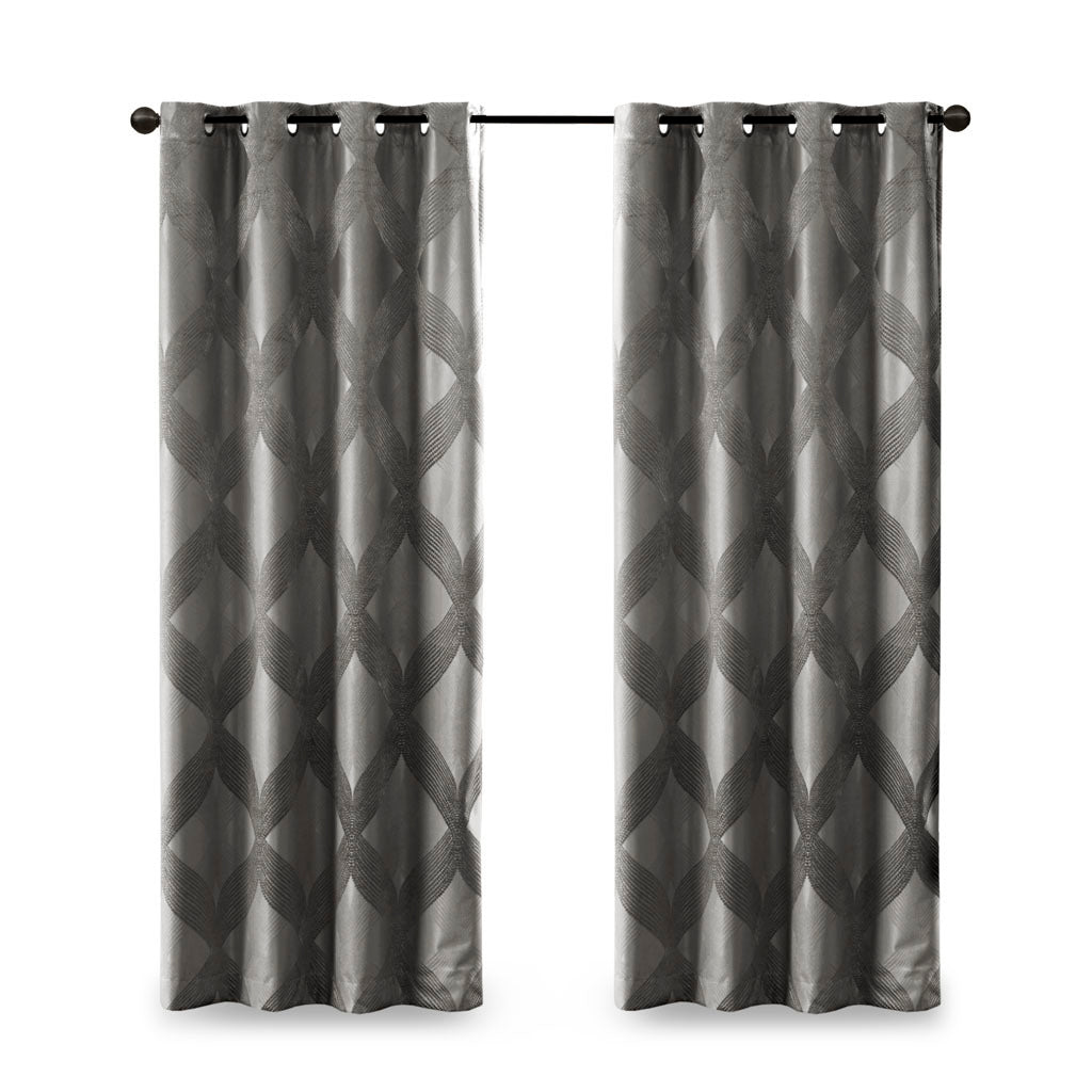 Ogee Knitted Jacquard Total Blackout Curtain Panel