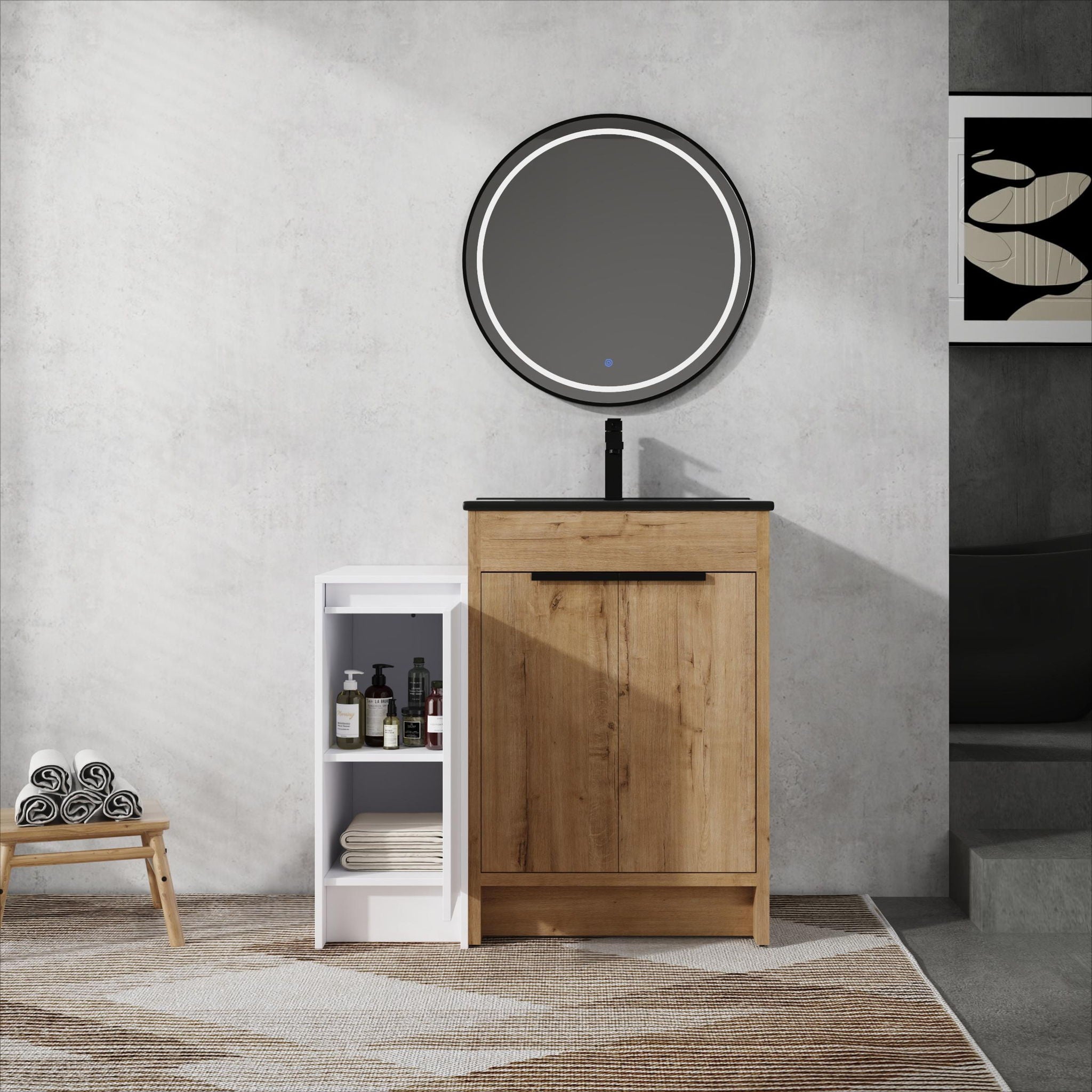 Freestanding Bathroom Vanity & Sink And Storage Cabinets, Soft Closing Doors