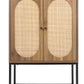 Set of 2, Natural rattan, Allen 2 Door High Cabinet, Rattan, Built-in Adjustable Shelf, Easy Assembly, Free Standing Cabinet for Living Room Bedroom