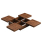 Square Marble Veneer Coffee Table Sliding Top with Storage in Walnut 39.4''