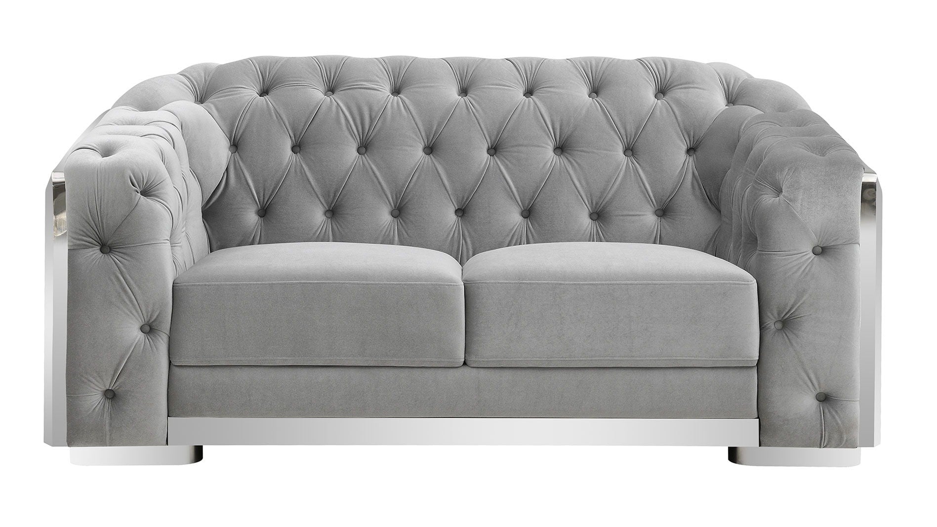 U341 - Velvet Loveseat - Silver