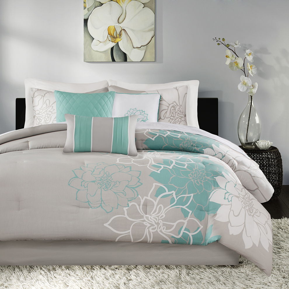 Lola - Twin Comforter Set - Aqua
