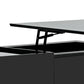 Multi-functional Coffee Table with Lifted Tabletop, Contemporary Cocktail Table with Metal Frame Legs, High-gloss Surface Dining Table for Living Room, Black