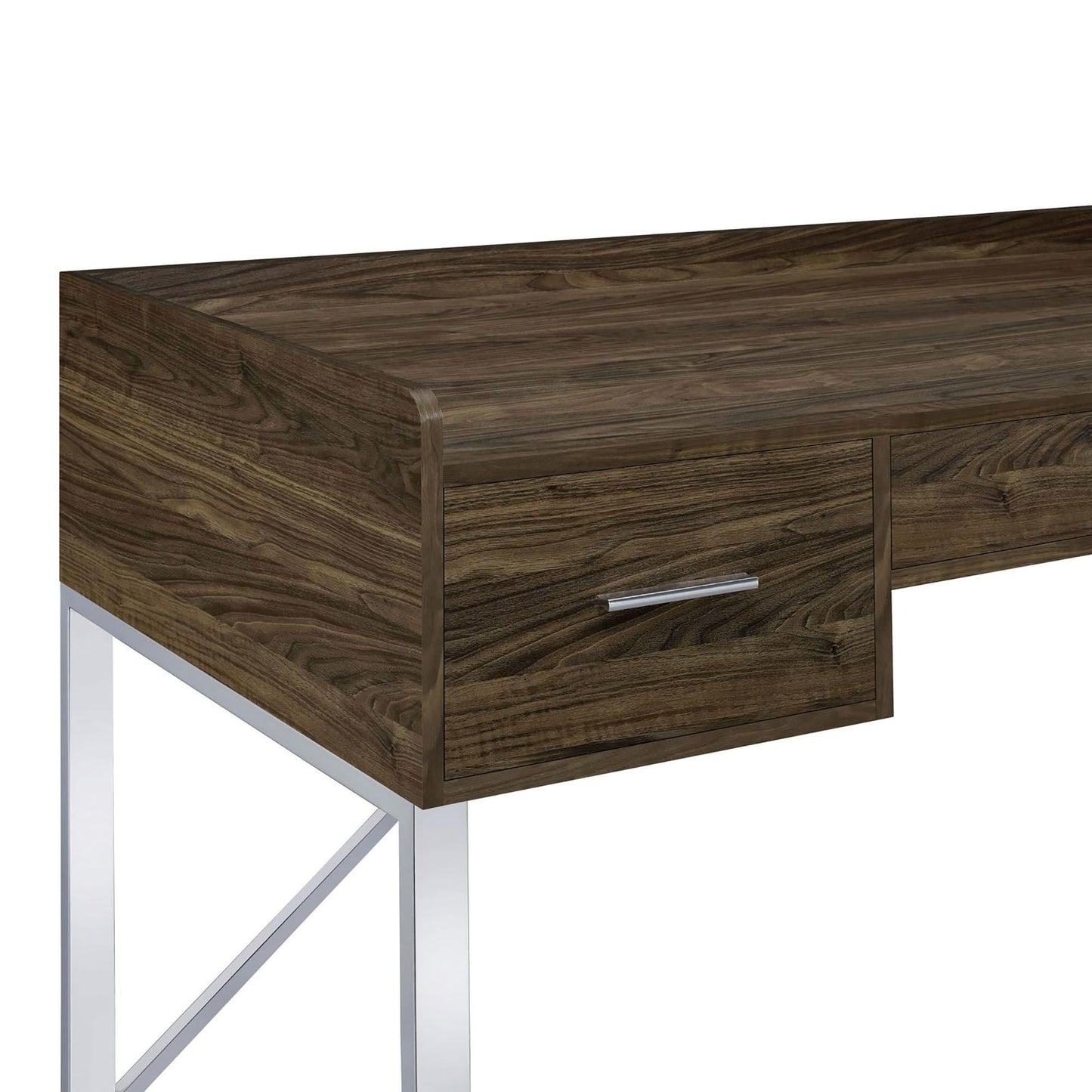 Walnut and Chrome 3-Drawer Writing Desk