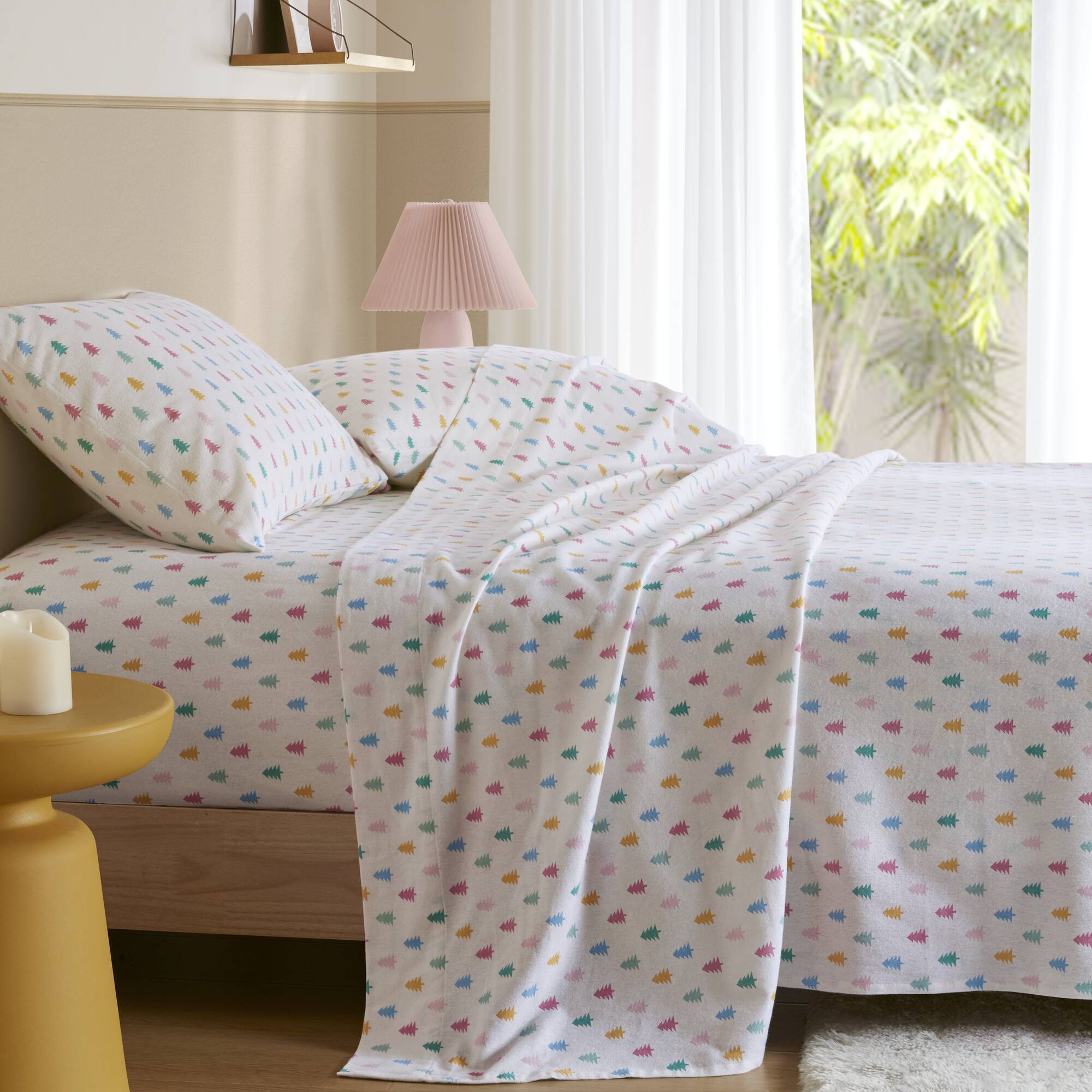 Cozy Soft - Twin Long 100% Flannel Pigment Printed Sheet Set - Tree Block