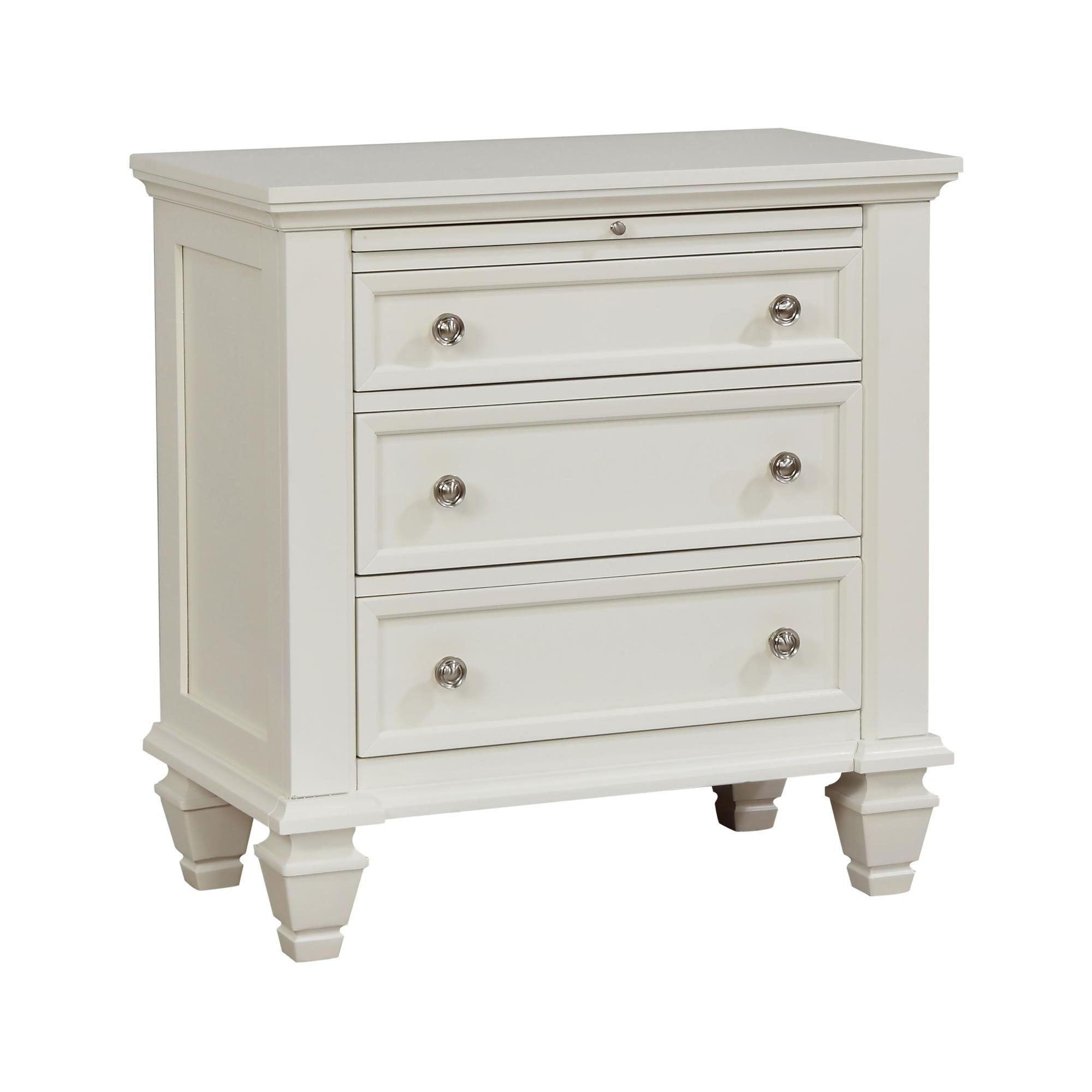 Cottage 3 Drawer Nightstand With Pull Out Tray - Cream White