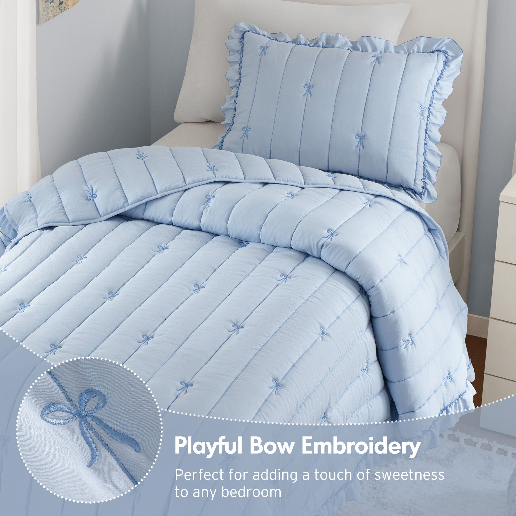 Liv - Twin Quilt Set - Blue