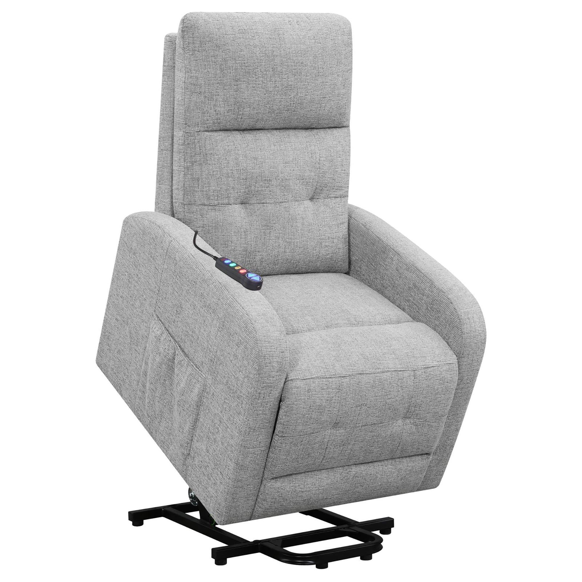 Grey Tufted Power Lift Recliner