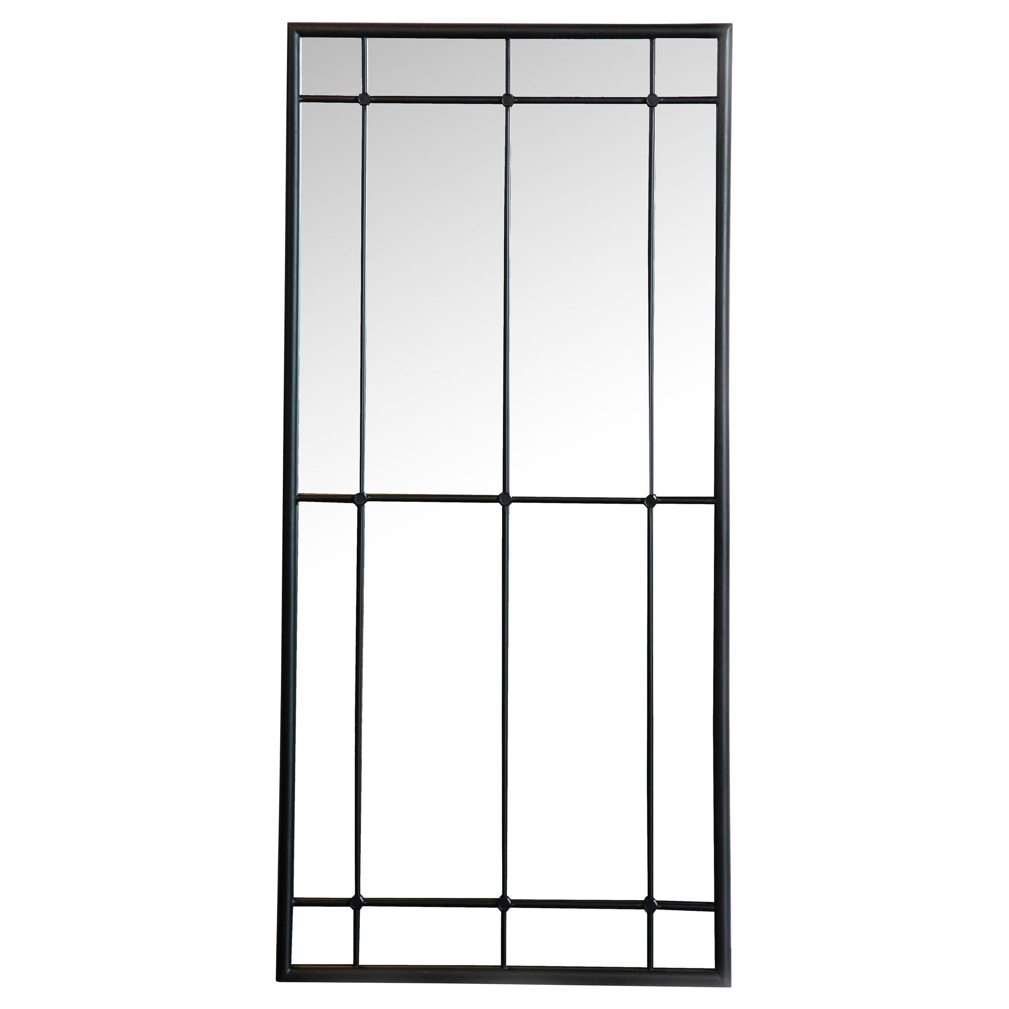 Harvik - Window Pane Wall Mirror With Linear Trim - Black