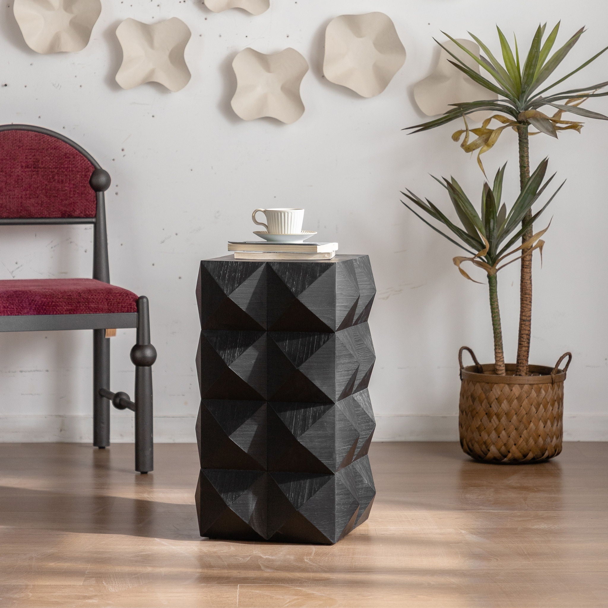 Side Table With 3D Embossed Pattern Design