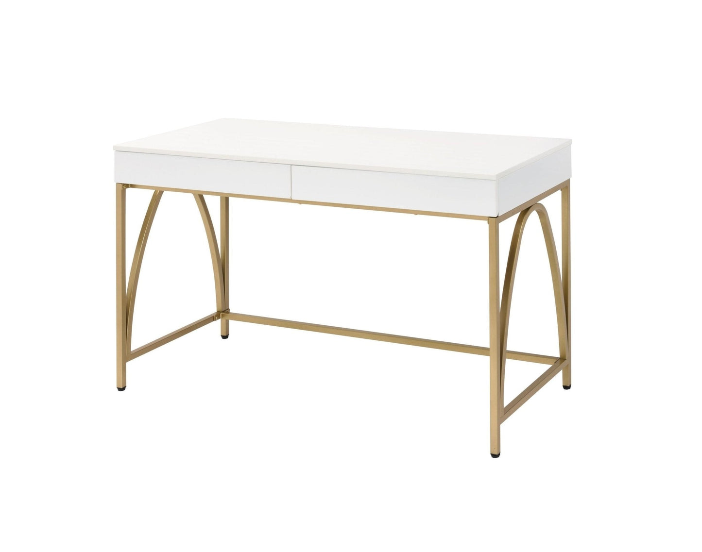 ACME Lightmane Desk, White High Gloss & Gold 92660