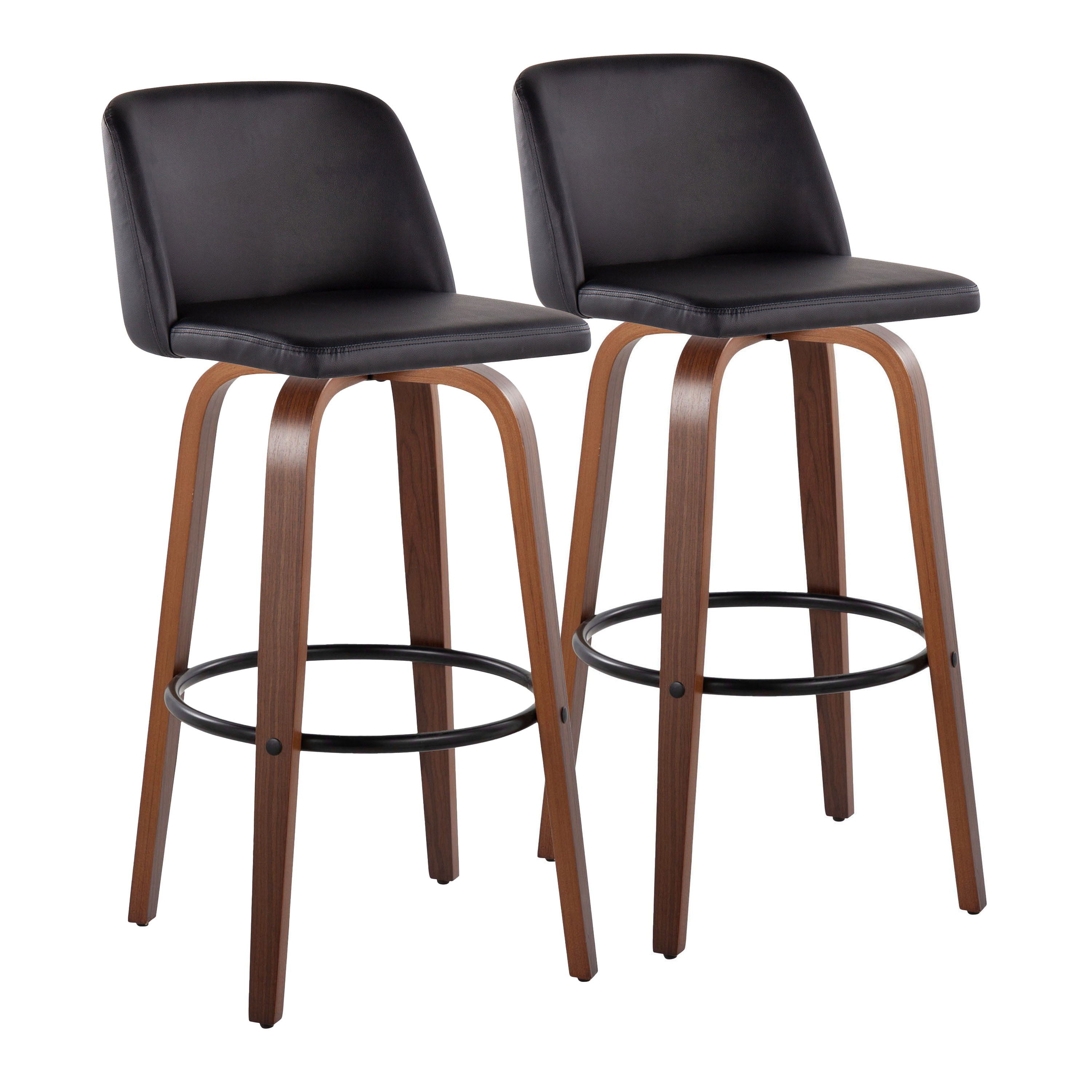 Toriano - Mid Century Modern Fixed Height Barstool Swivel And Round Footrest (Set of 2)