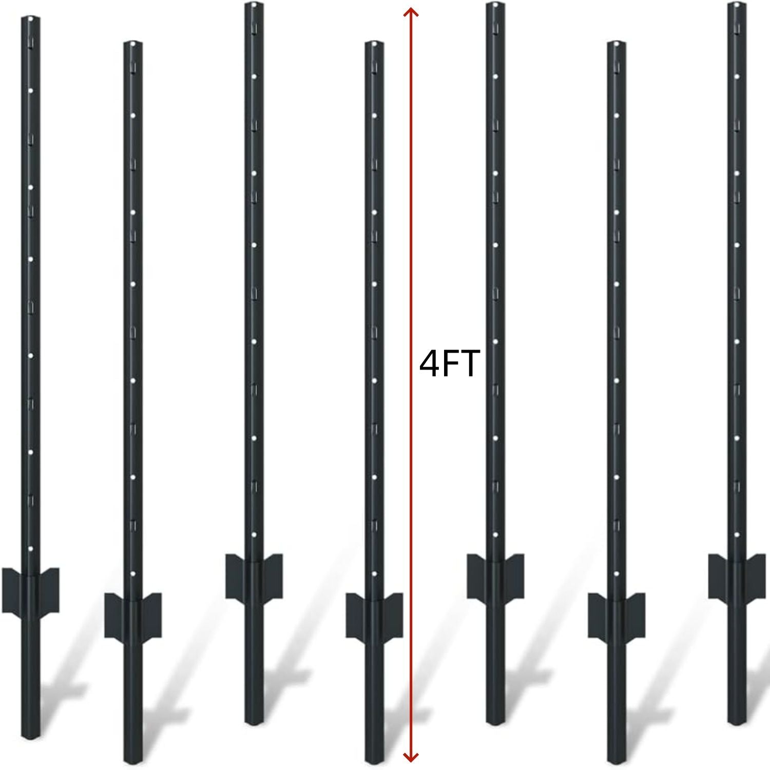 4 Foot U-Shaped Metal Garden Fence Posts Set For Wire Fencing