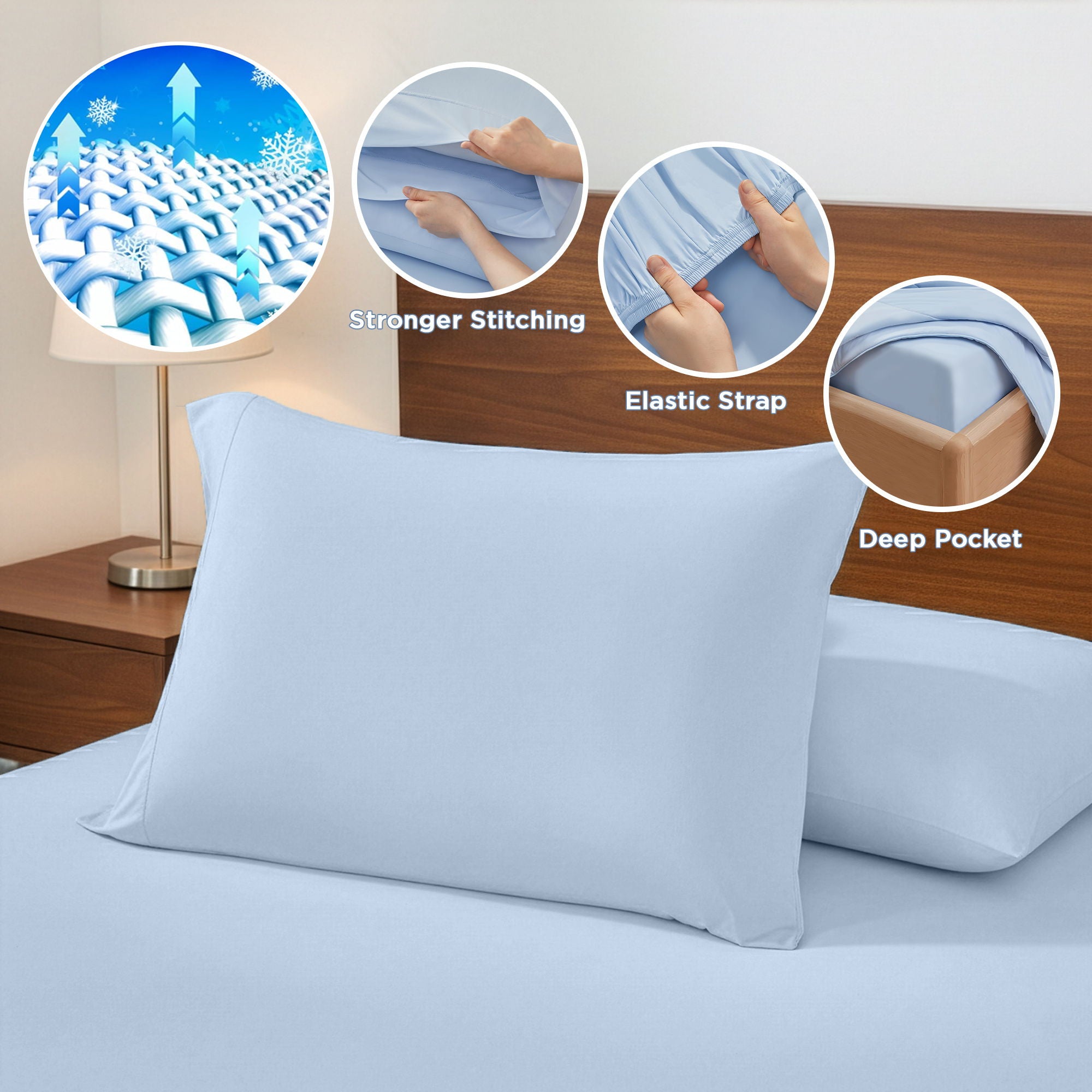 Ice Touch - Twin Sublime Serenity Luxury Sheet Set - Ice Blue