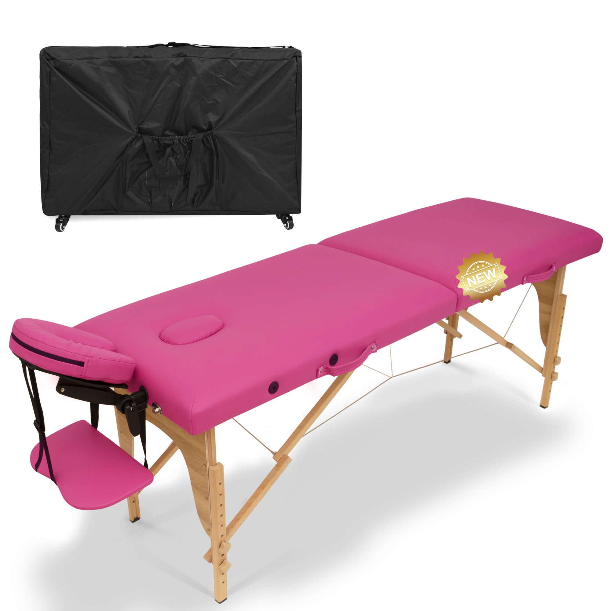 Massage Table Portable Massage Bed Lash Bed With Carrying Case Spa Table Height Adjustable, Salon Bed Face Cradle Bed - Rose