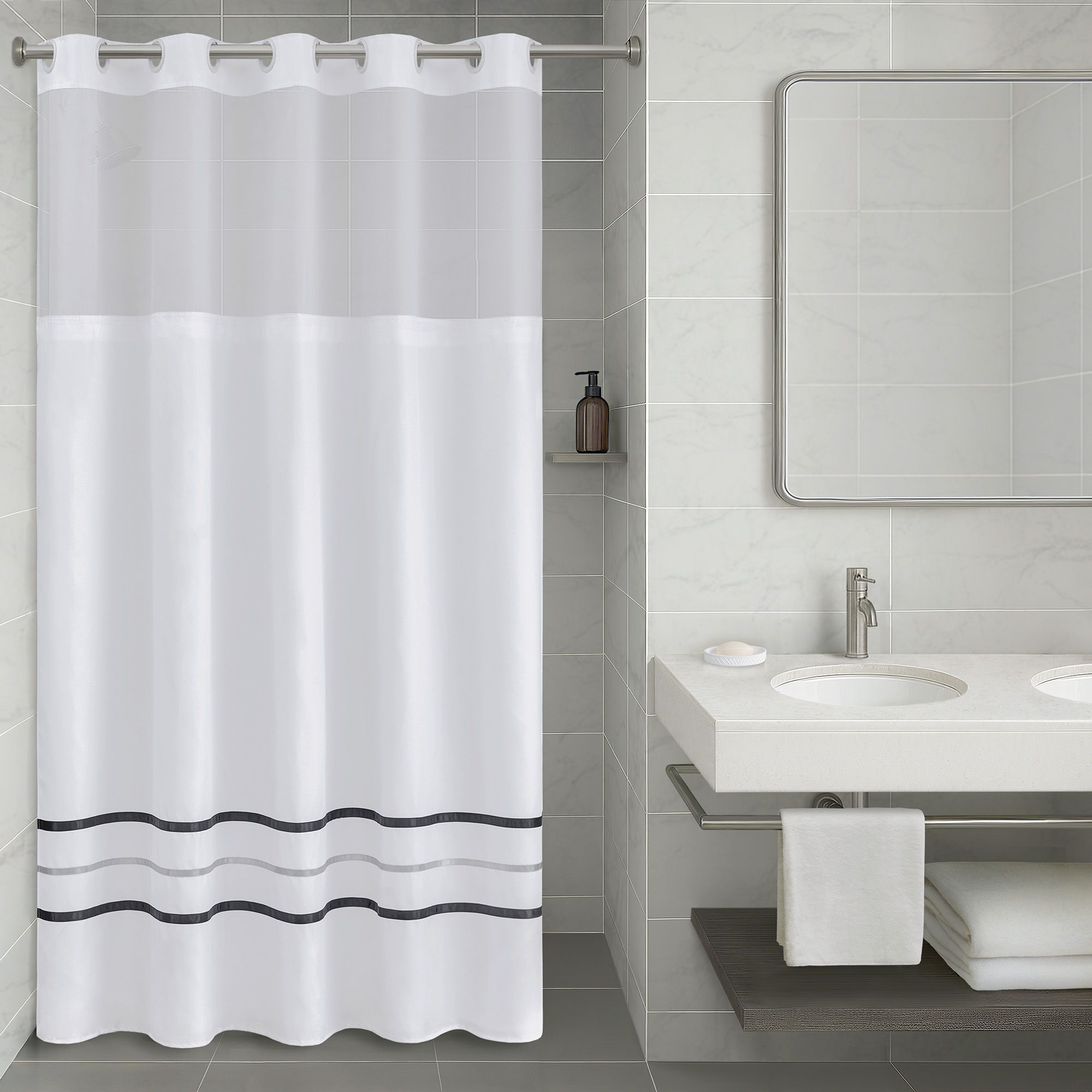 Plain Weave - Premium Shower Curtain Ribbon - White