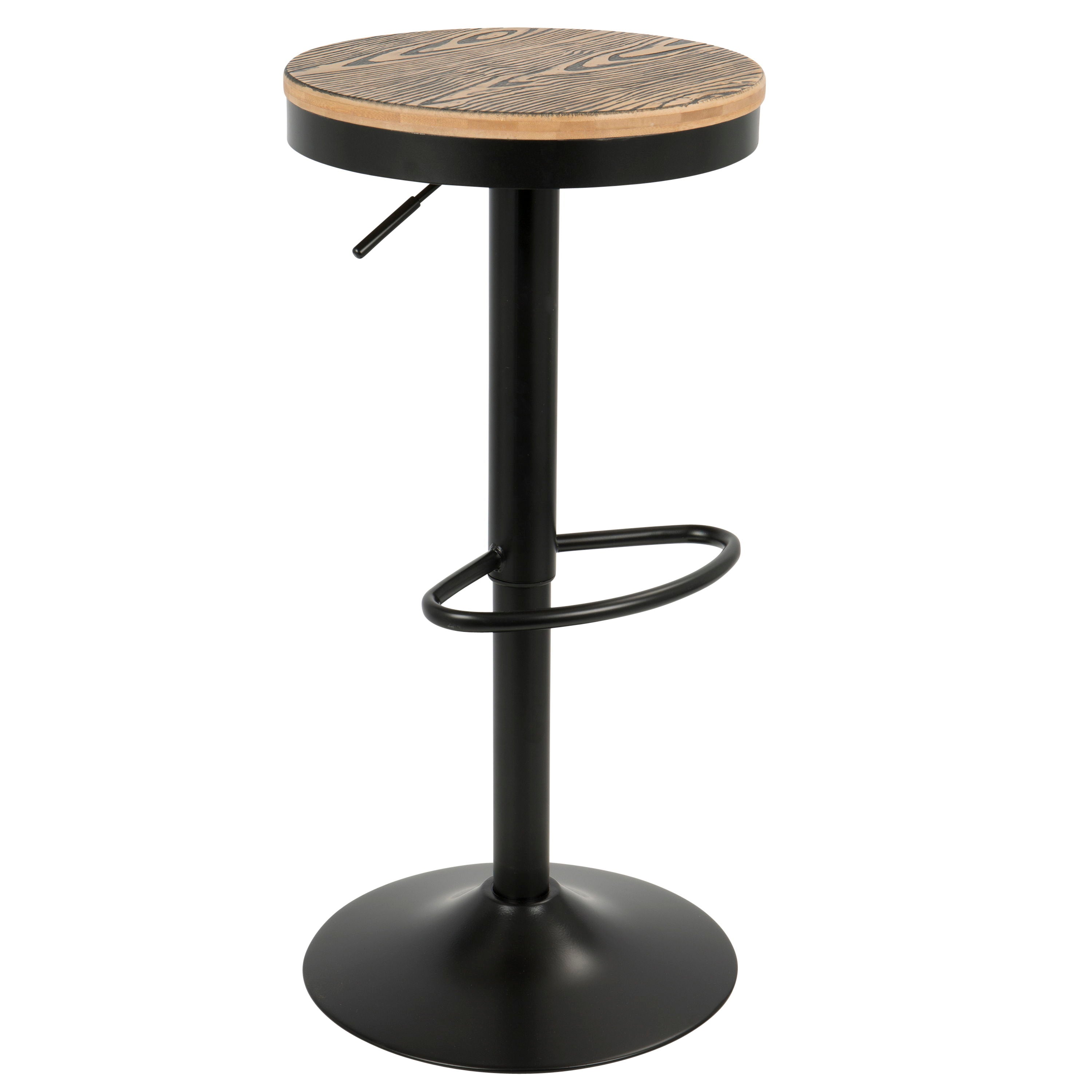 Dakota - Industrial Adjustable Barstool With Swivel (Set of 2) - Black / Brown / Grain