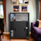Metal Filing Cabinet With moving sliding doors and adjustable shelves,Steel Storage Cabinets for Office and Home,Black