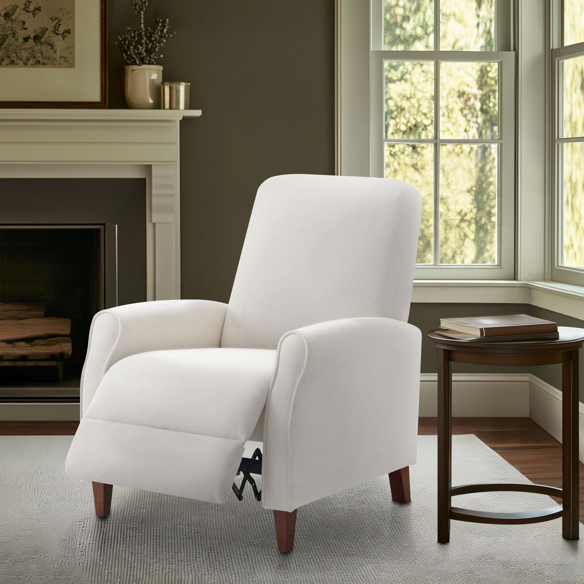 Marena - Upholstered Manual Push Back Recliner - Cream