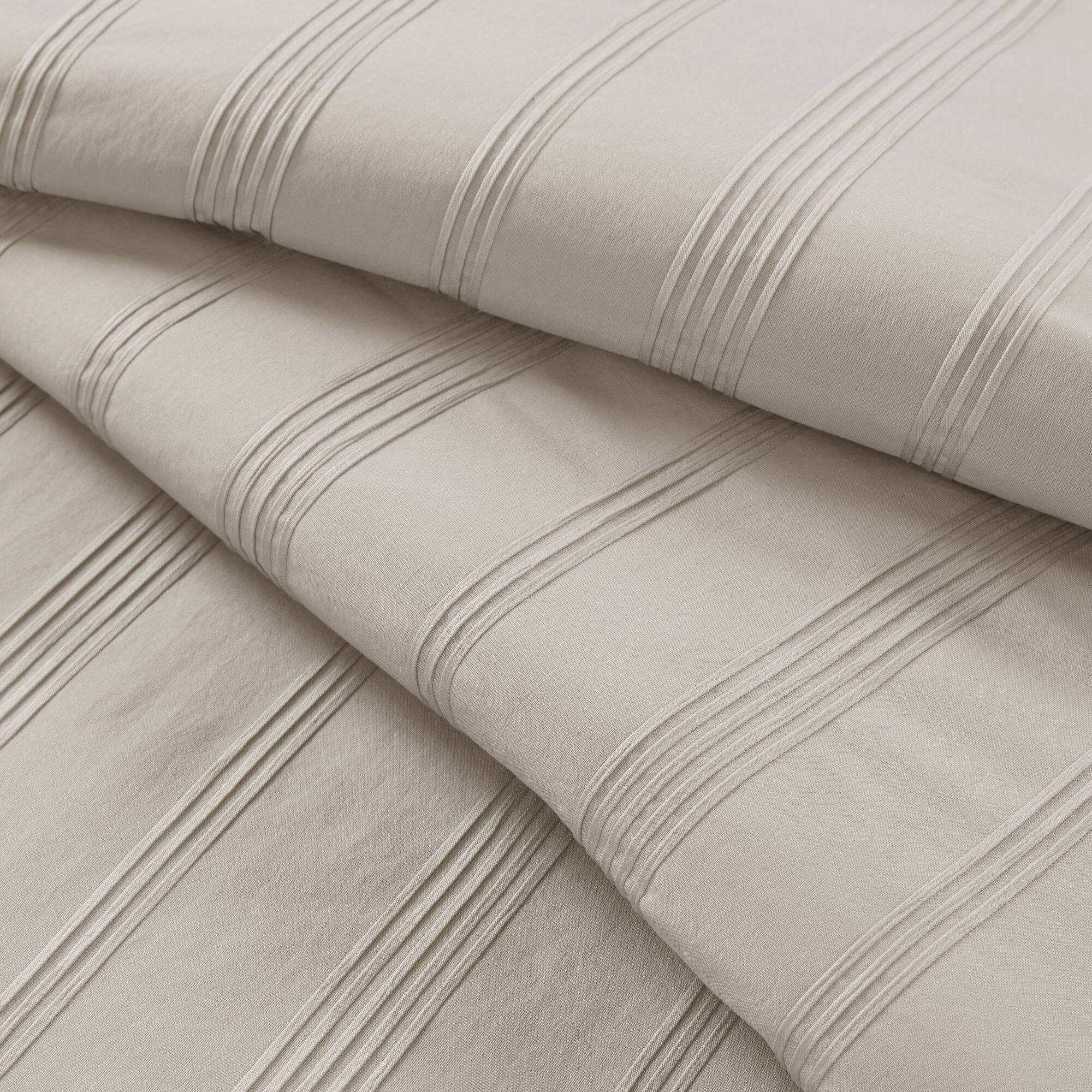 Logan - Queen Striped Duvet Set - Neutral